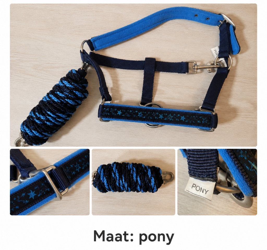 Halster + touw - blauw maat pony, Ophalen of Verzenden, Nieuw