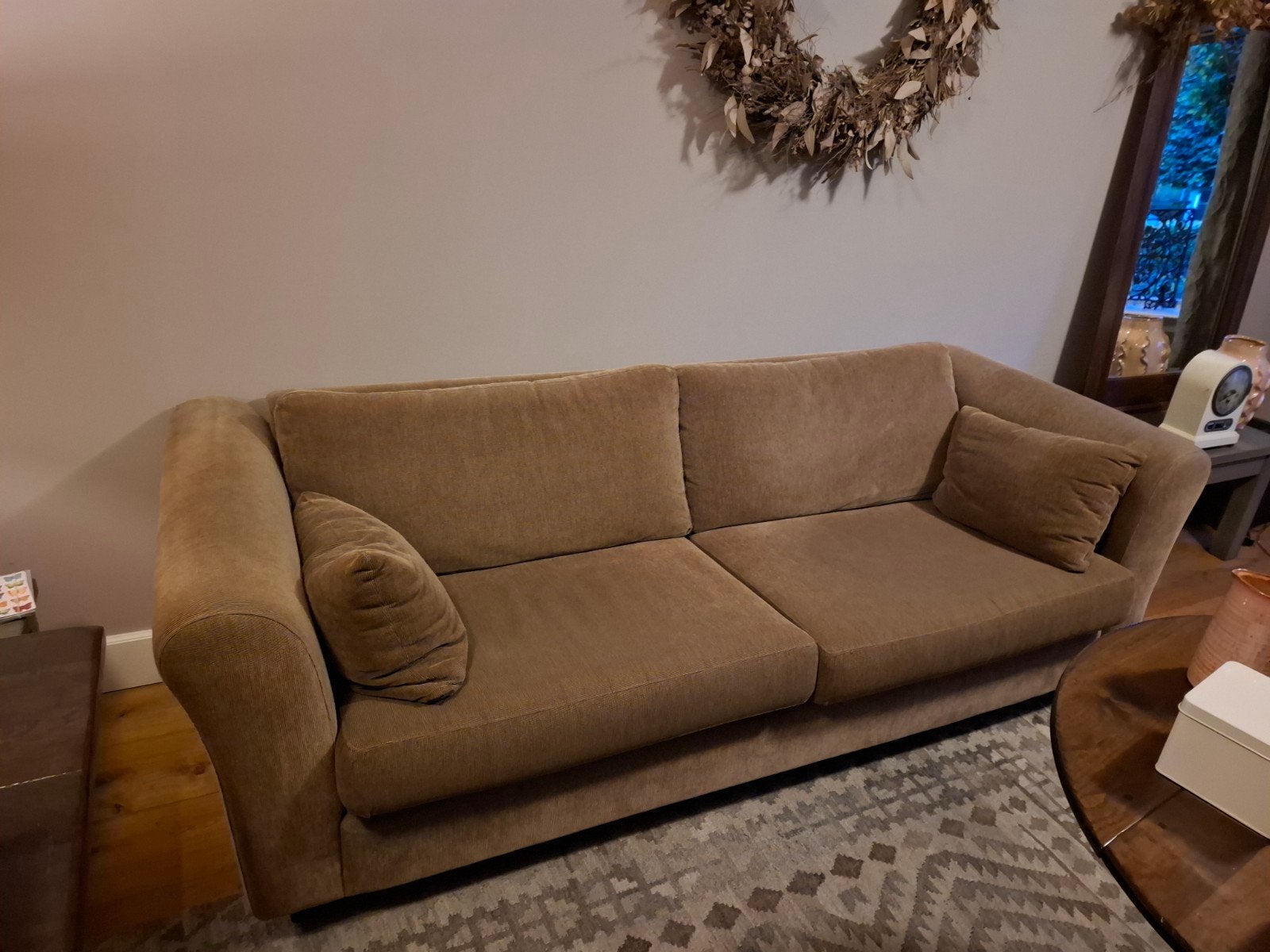 Comfortabele 2 á 3-zits bank - 225x90 cm, Ophalen, Gebruikt, Tweepersoons, 75 tot 100 cm