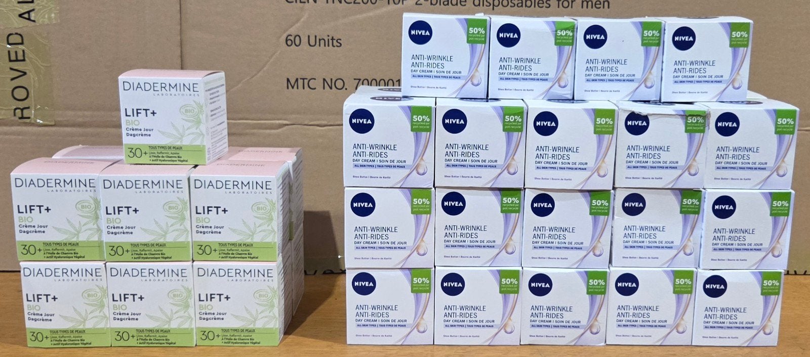 Partij Nivea/Diadermine- anti-rimpel dagcrème- 47st. - Nieuw, Verzenden, Nieuw, Gehele gezicht