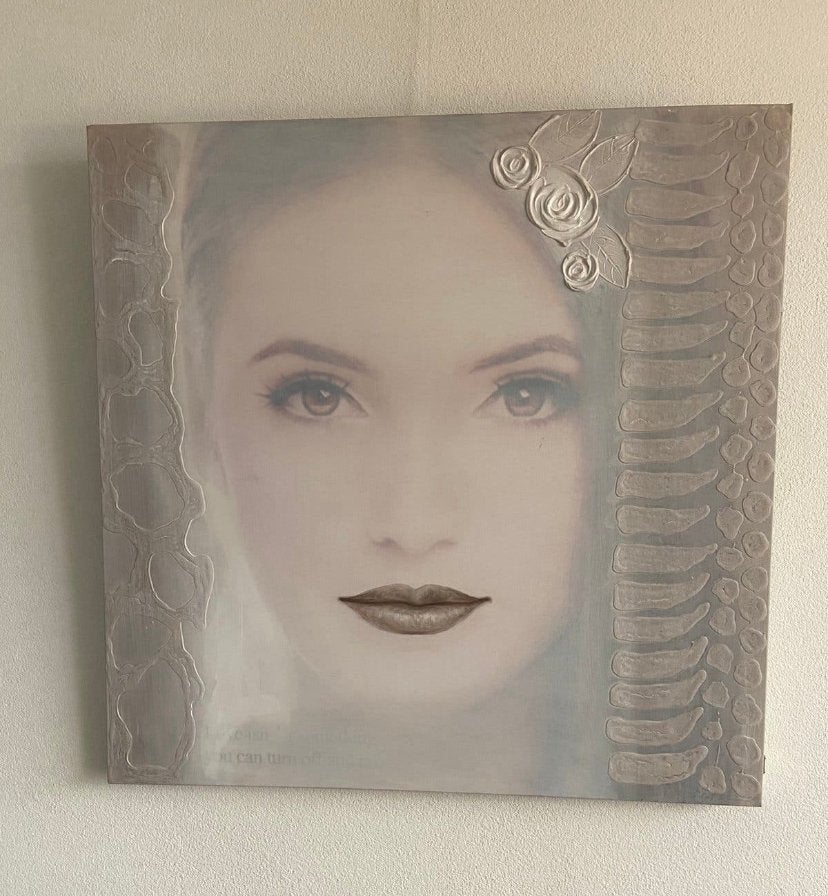 2x schilderij 100x100cm Sabine Kleiren, Ophalen