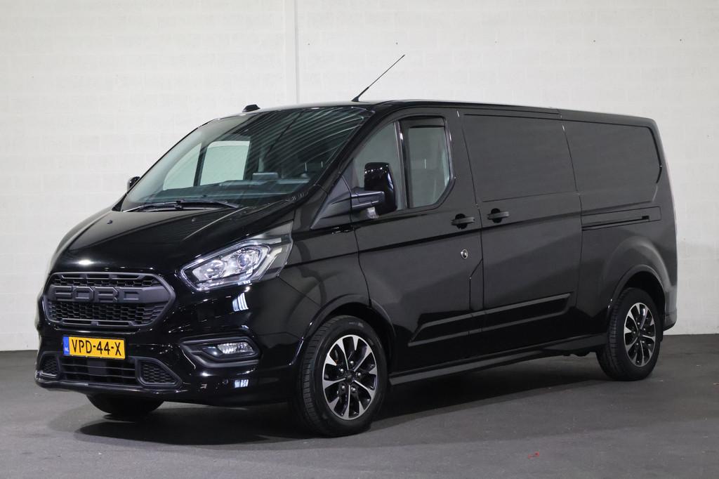 Ford Transit Custom 2.0 TDCI 185pk L2 H1 Sport Automaat, Auto's, Bestelauto's, Euro 6, 4 cilinders, Leder en Stof, Zwart