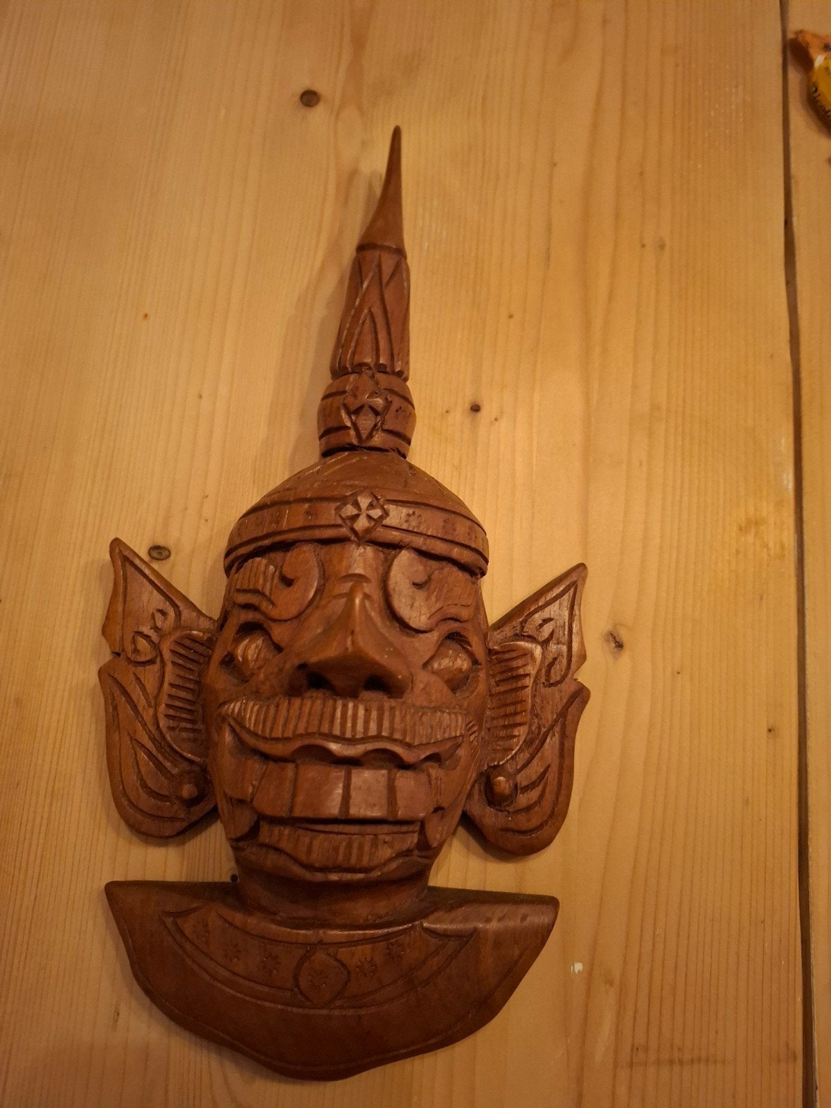 Houten Wandmasker - Aziatische Stijl - 27cm, Antiek en Kunst, Overige onderwerpen, Handgemaakt, 20 - 50 cm, Hout