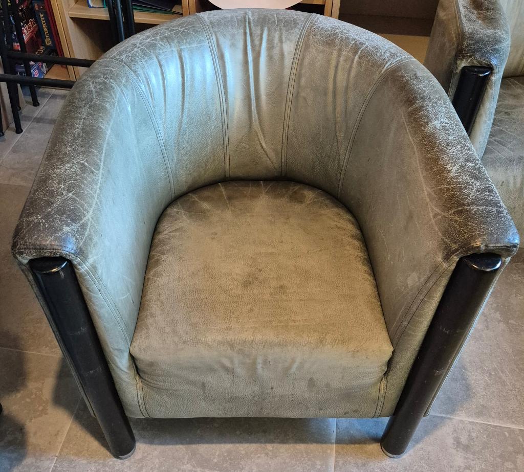 2 fauteuils, Ophalen, Gebruikt, 50 tot 75 cm, Leer