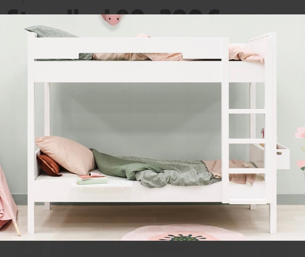 Bopita Seppe Wit Stapelbed 90x200 cm, Ophalen, Gebruikt, 90 cm, 160 tot 180 cm