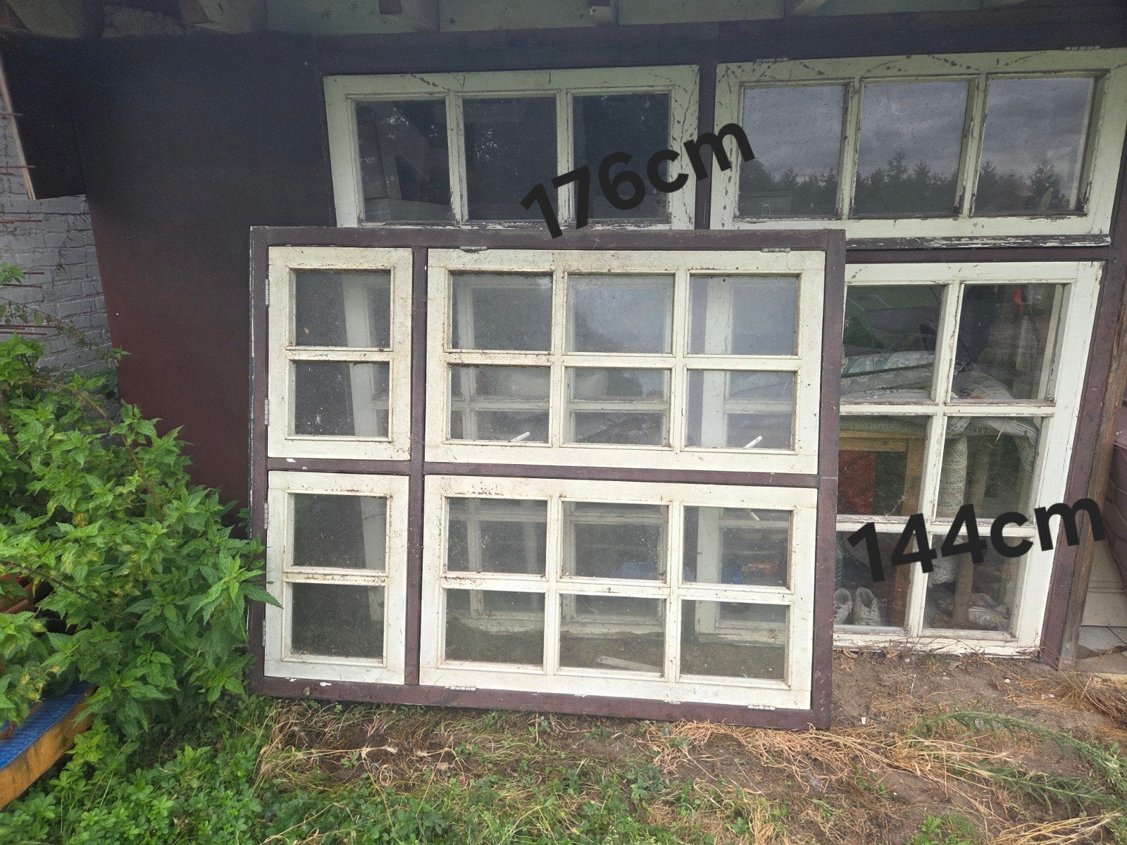 Gratis afhalen kozijn met ruitjes enkel glas, Ophalen, Gevelraam of Ruit, Gebruikt, 80 tot 120 cm