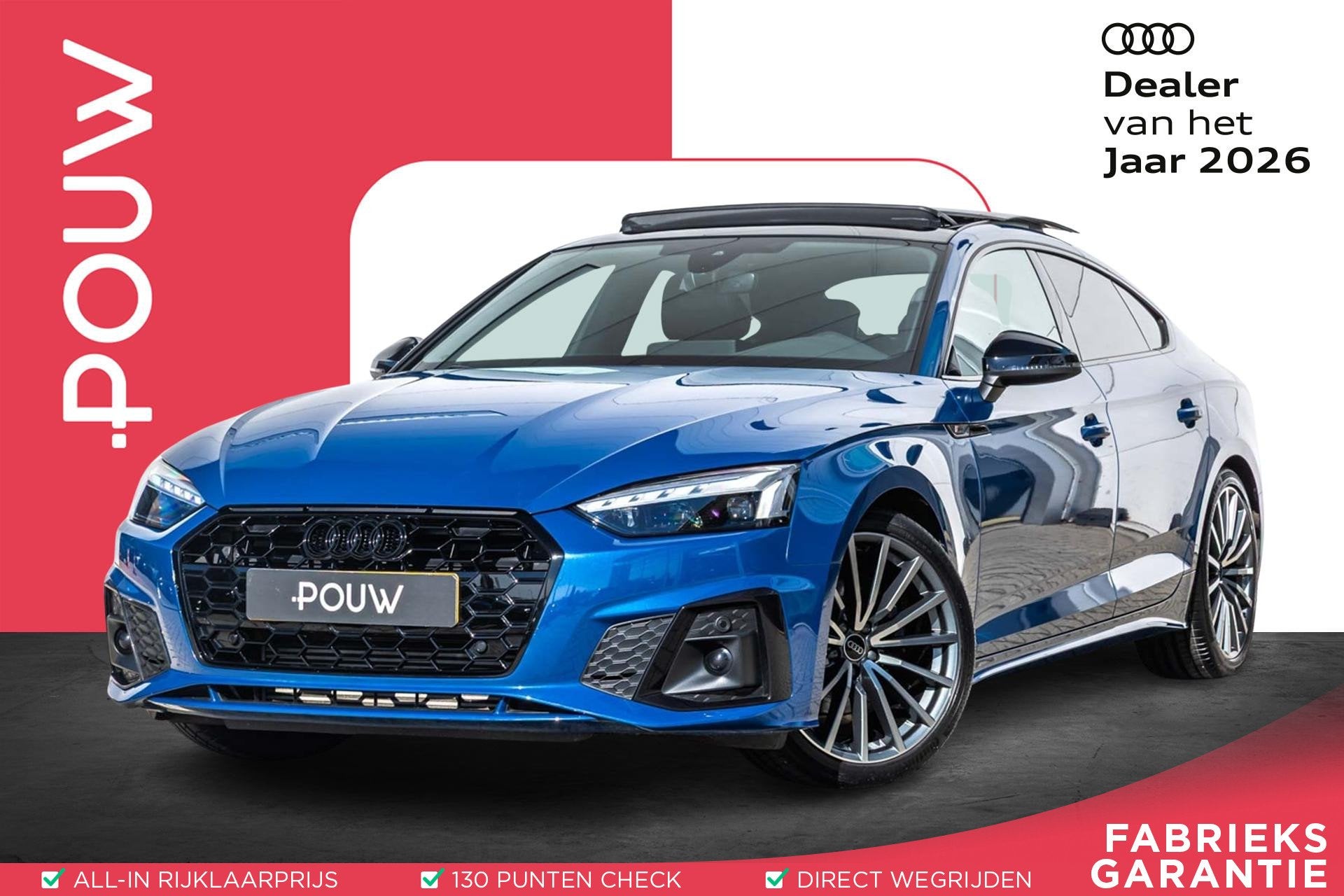 Audi A5 Sportback 35 TFSI 150pk S edition Competition | Pano, Auto's, Gebruikt, 4 cilinders, Blauw, Origineel Nederlands