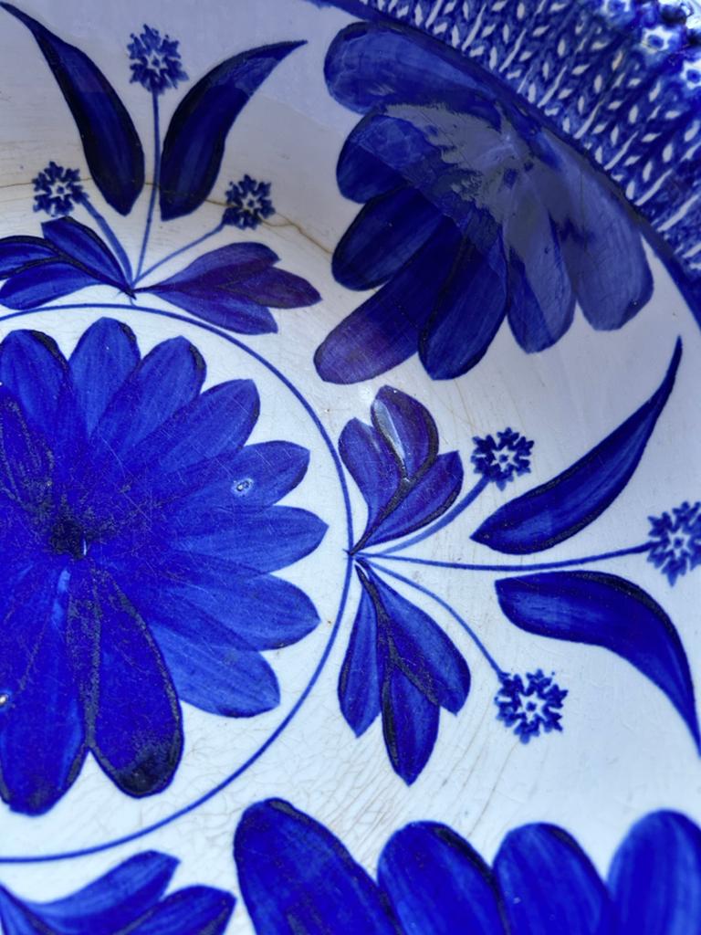 Antieke Hollands blauw-witte boerenbont schaal, 1891-1900, Ophalen of Verzenden