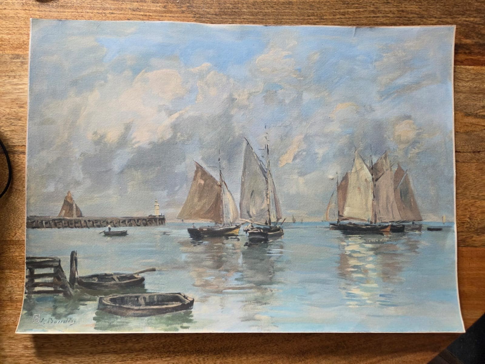 Vintage Kunstprent Eugène Boudin – Trouville, Ophalen