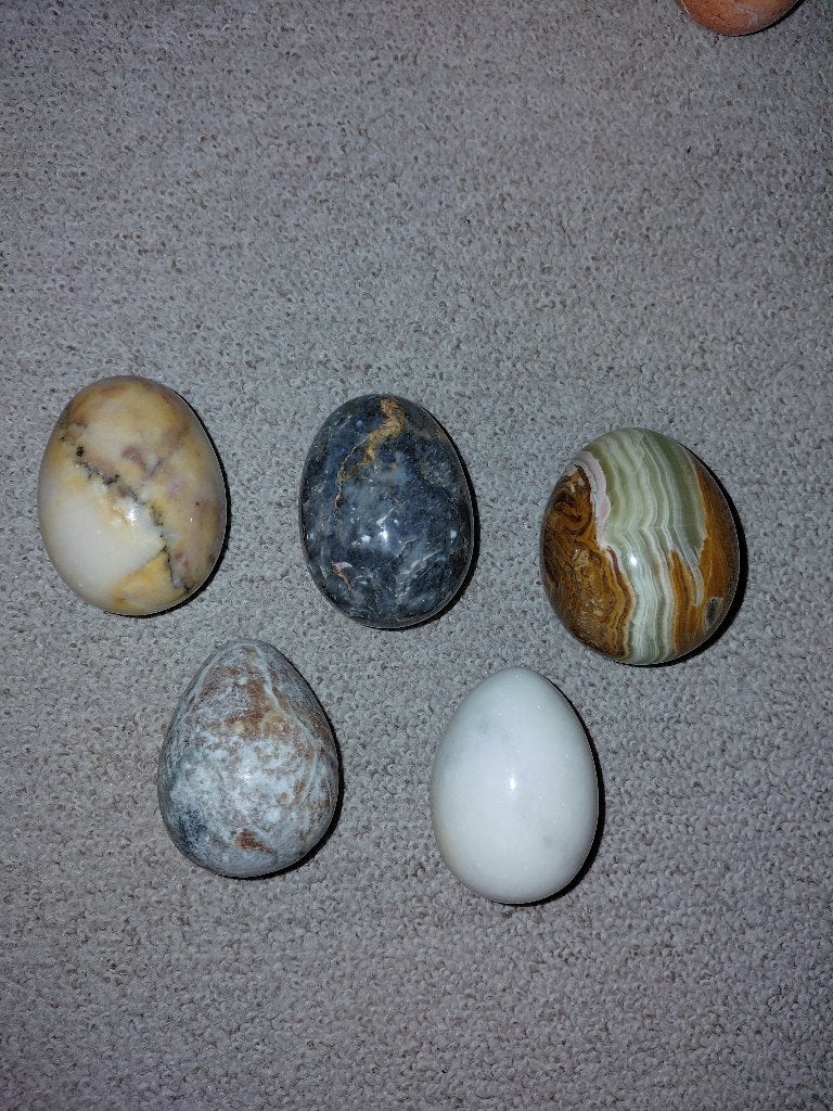 Onyx, edelsteen eieren Natuursteen set van 5 eieren, Verzenden, Zo goed als nieuw