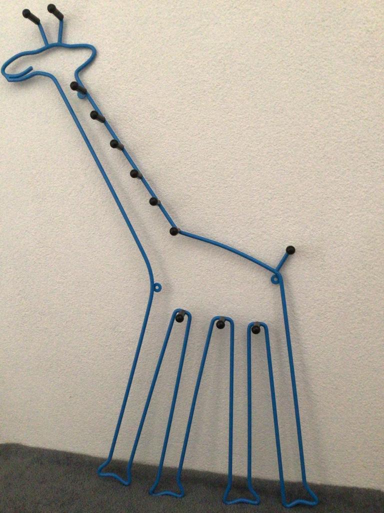 Vintage IKEA giraffe kinderkapstok, blauw staal, Huis en Inrichting, Woonaccessoires | Kapstokken, Ophalen, Gebruikt, 100 tot 150 cm