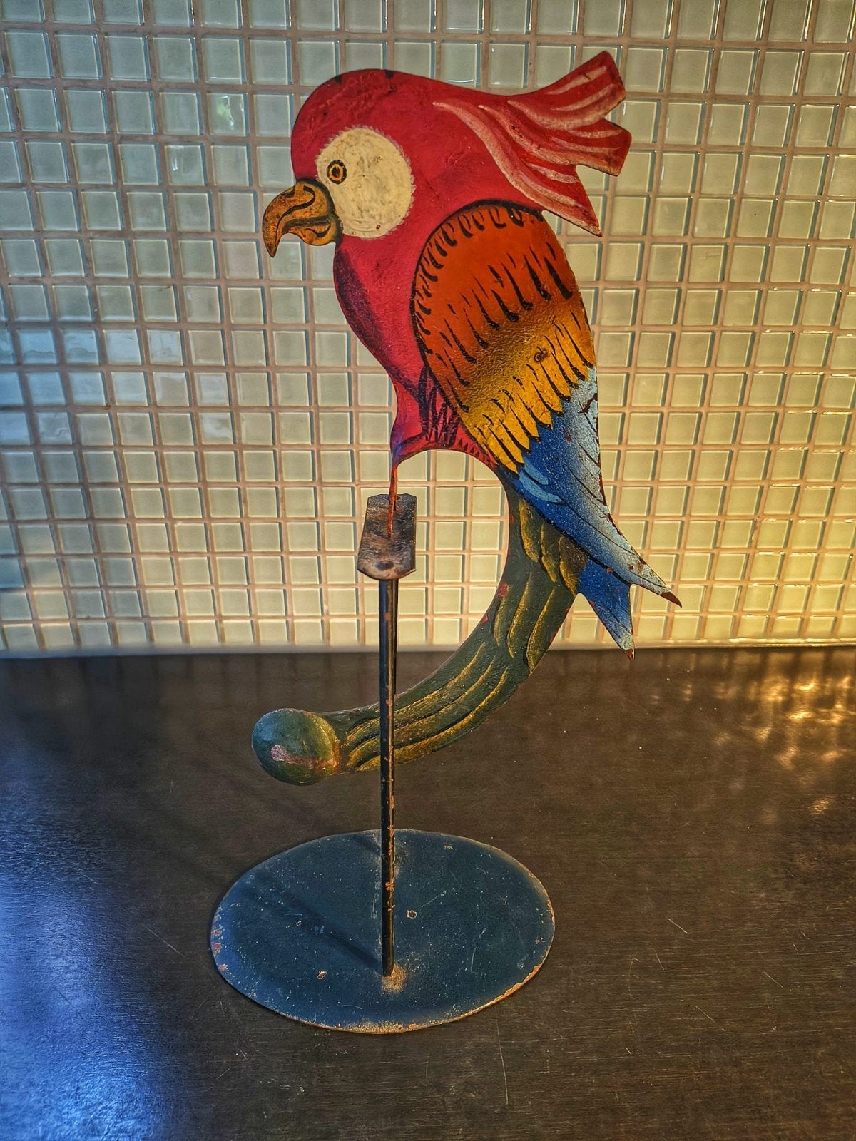 Vintage metalen papagaai pendulum, Ophalen of Verzenden