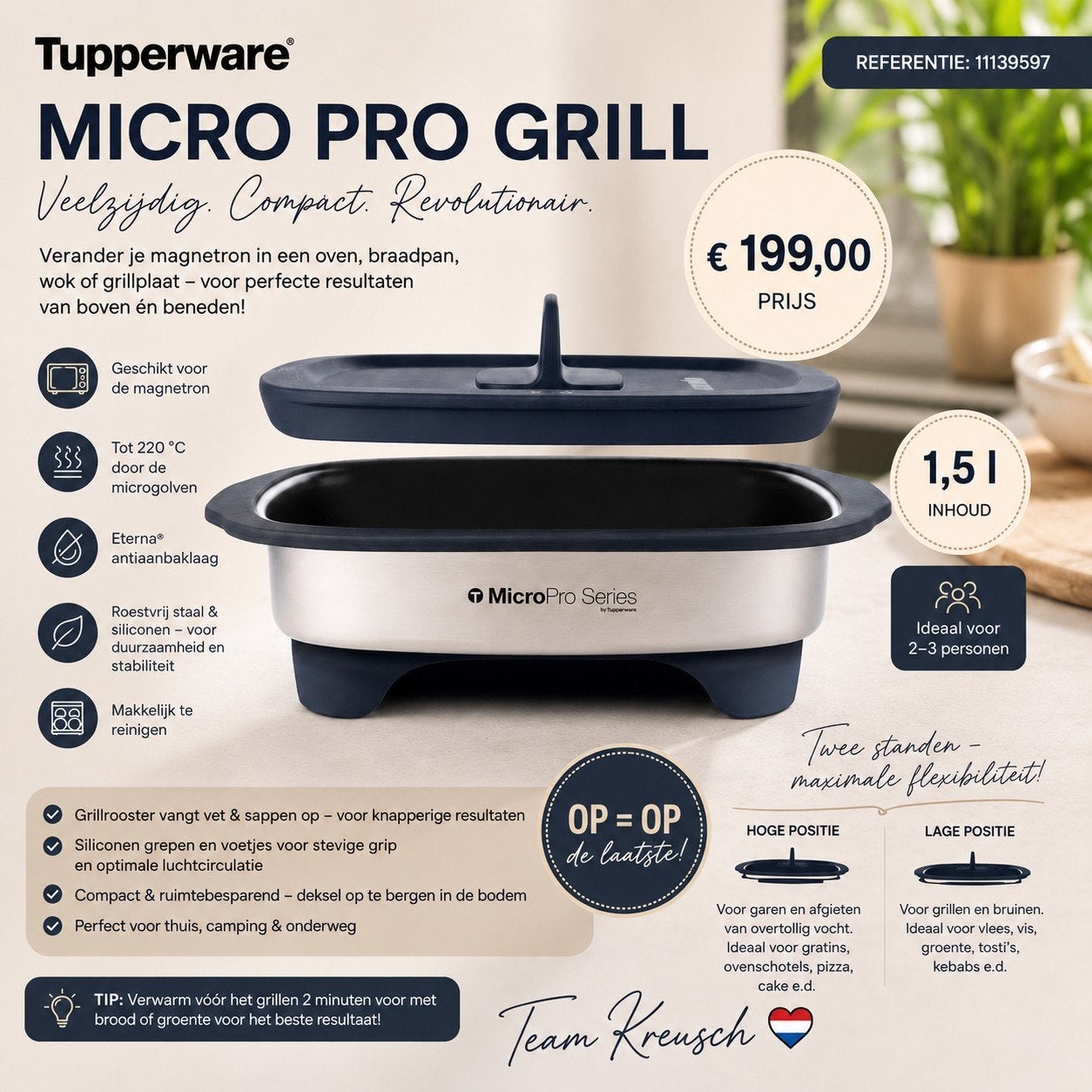 TUPPERWARE Micro Pro Grill met Receptenboek, Ophalen of Verzenden, Nieuw