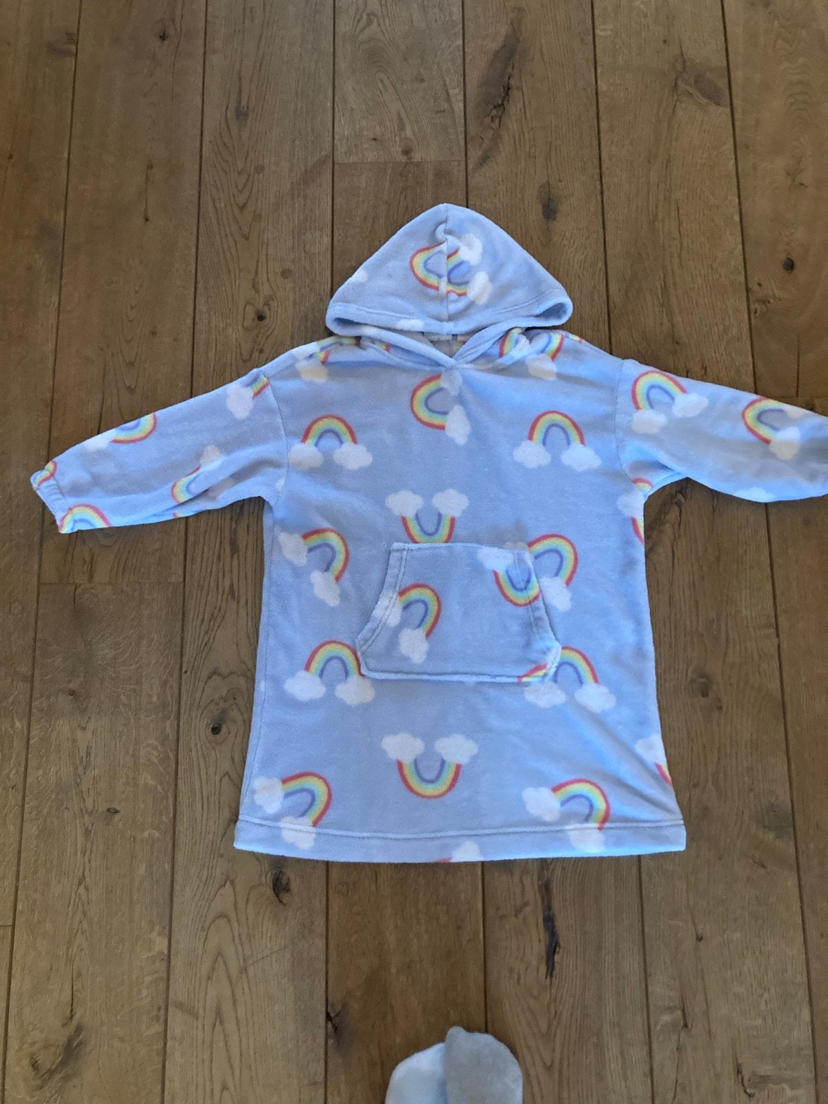 H&M Onesie blauw met regenbogen, maat 110/128, Ophalen of Verzenden, Zo goed als nieuw, Jongen of Meisje