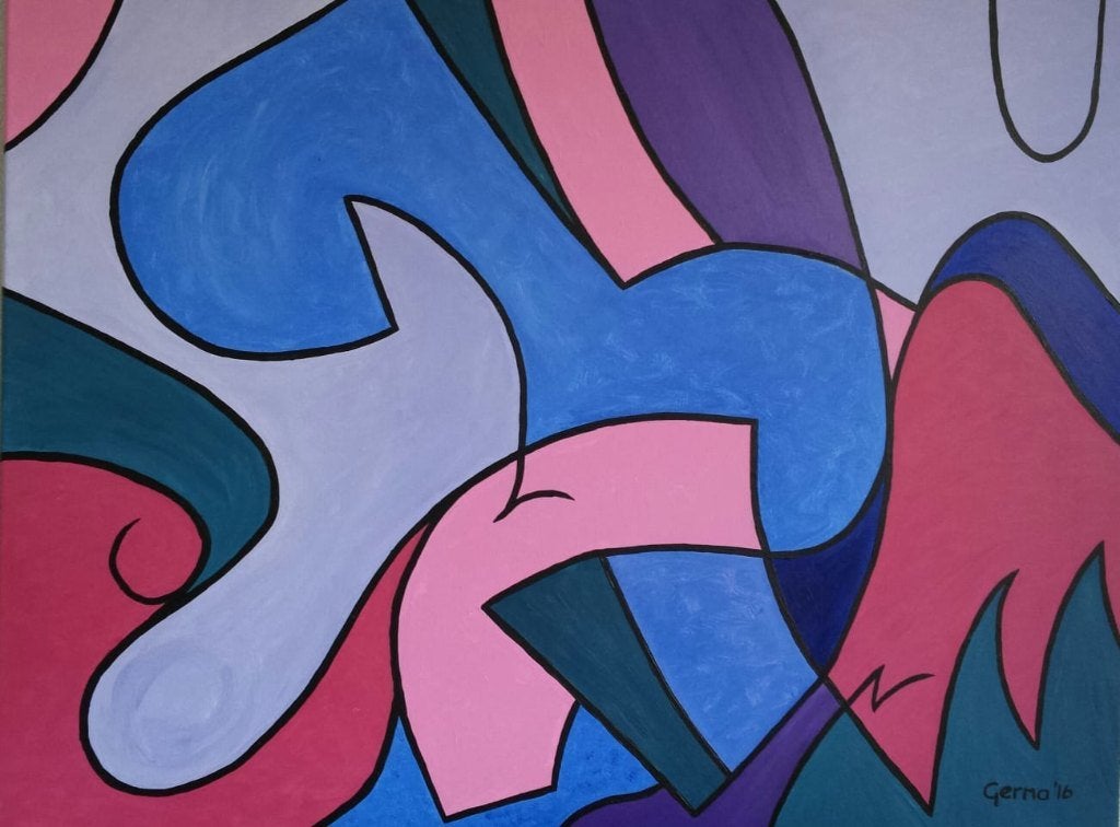 Abstract schilderij - zelf geschilderd, Ophalen