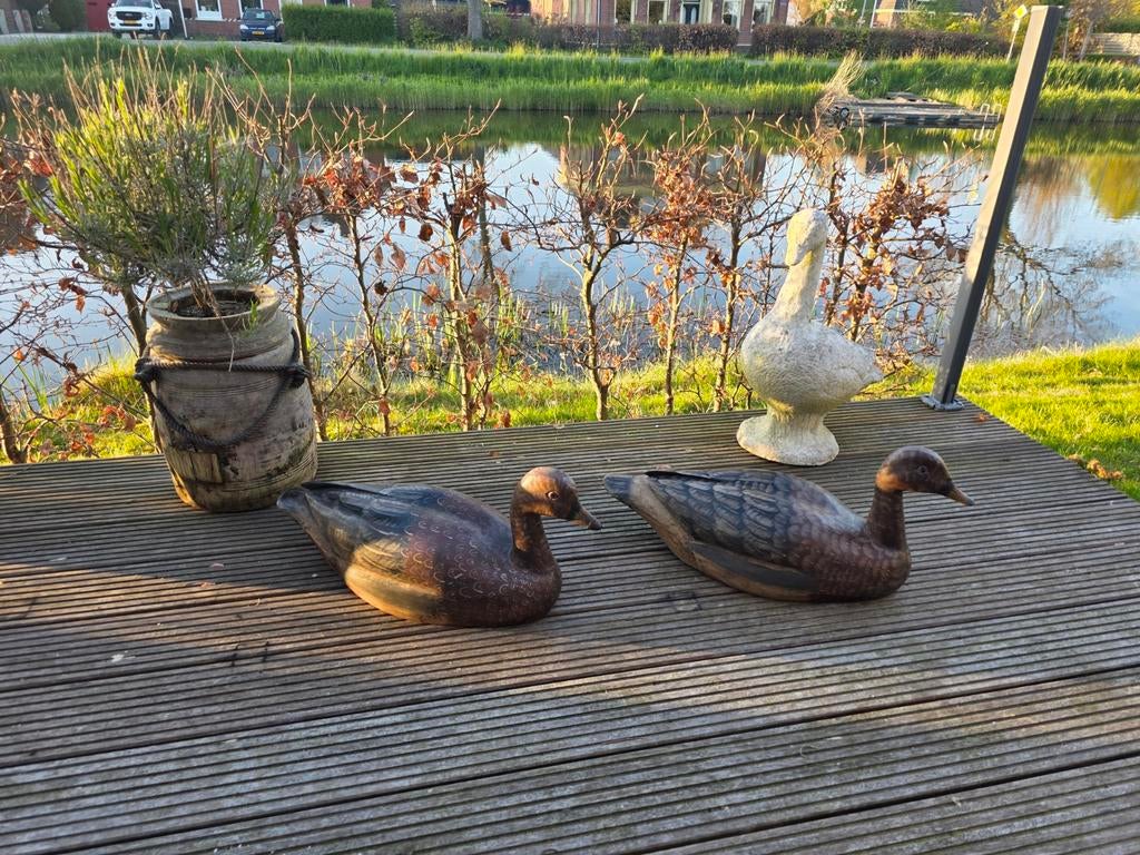 2 Unieke, Grote en Zware Houten Eenden - 67cm Lang, Ophalen of Verzenden