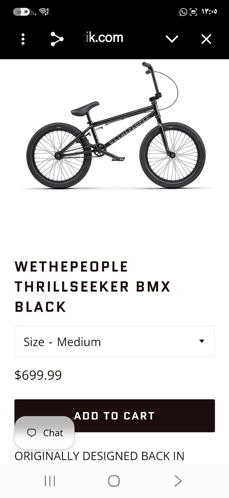 BMX WETHEPEOPLE TM 20 inch - Zo goed als nieuw, Ophalen, Staal, Velgrem, Stuur 360° draaibaar