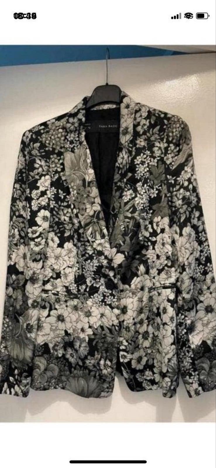 Zara Basic bloemenprint blazer, maat S, Kleding | Dames, Ophalen, Zwart, Zo goed als nieuw, Jasje
