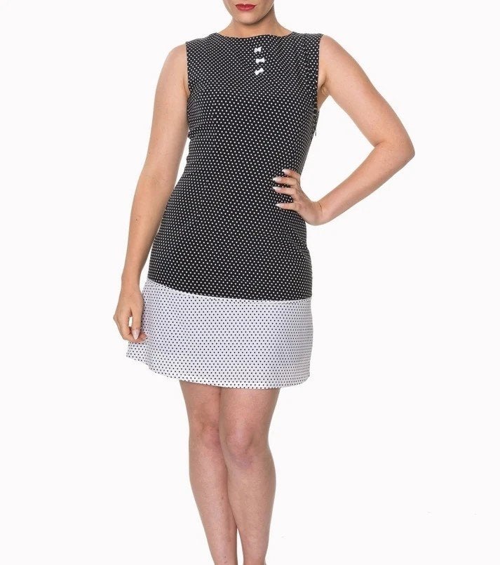 Banned Retro 50s Black & White Polka Dress XS / 34 - Nieuw, Verzenden, Zwart, Nieuw, Banned