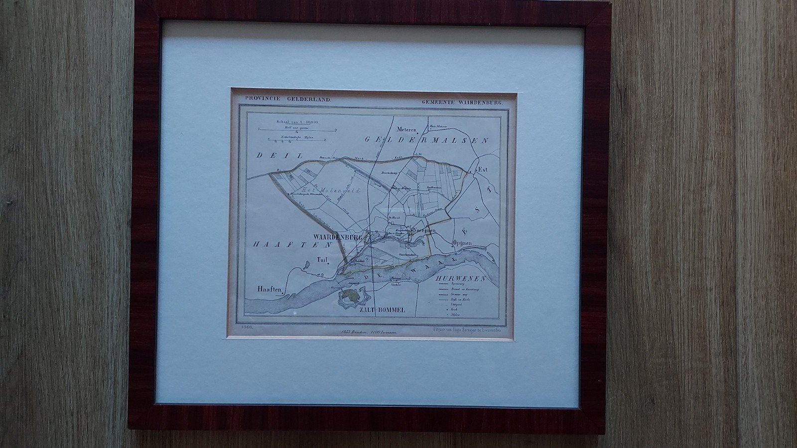 Oude kaart van Hurwenen en omstreken, Gelderland, Boeken, Atlassen en Landkaarten, Hugo Suringar, Landkaart, 1800 tot 2000, Nederland