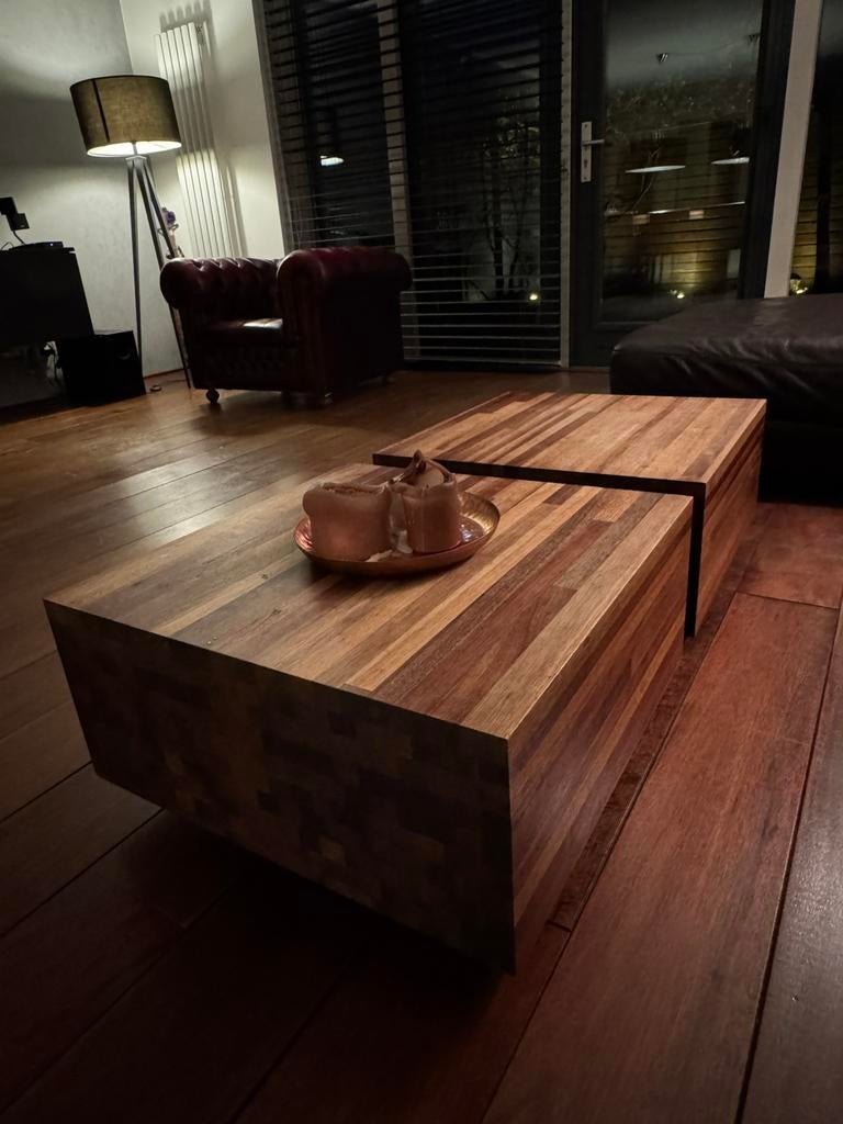 Design bijzet tafel, hout, Aulia bij Henk Vos, Ophalen of Verzenden, 50 tot 100 cm, Minder dan 50 cm