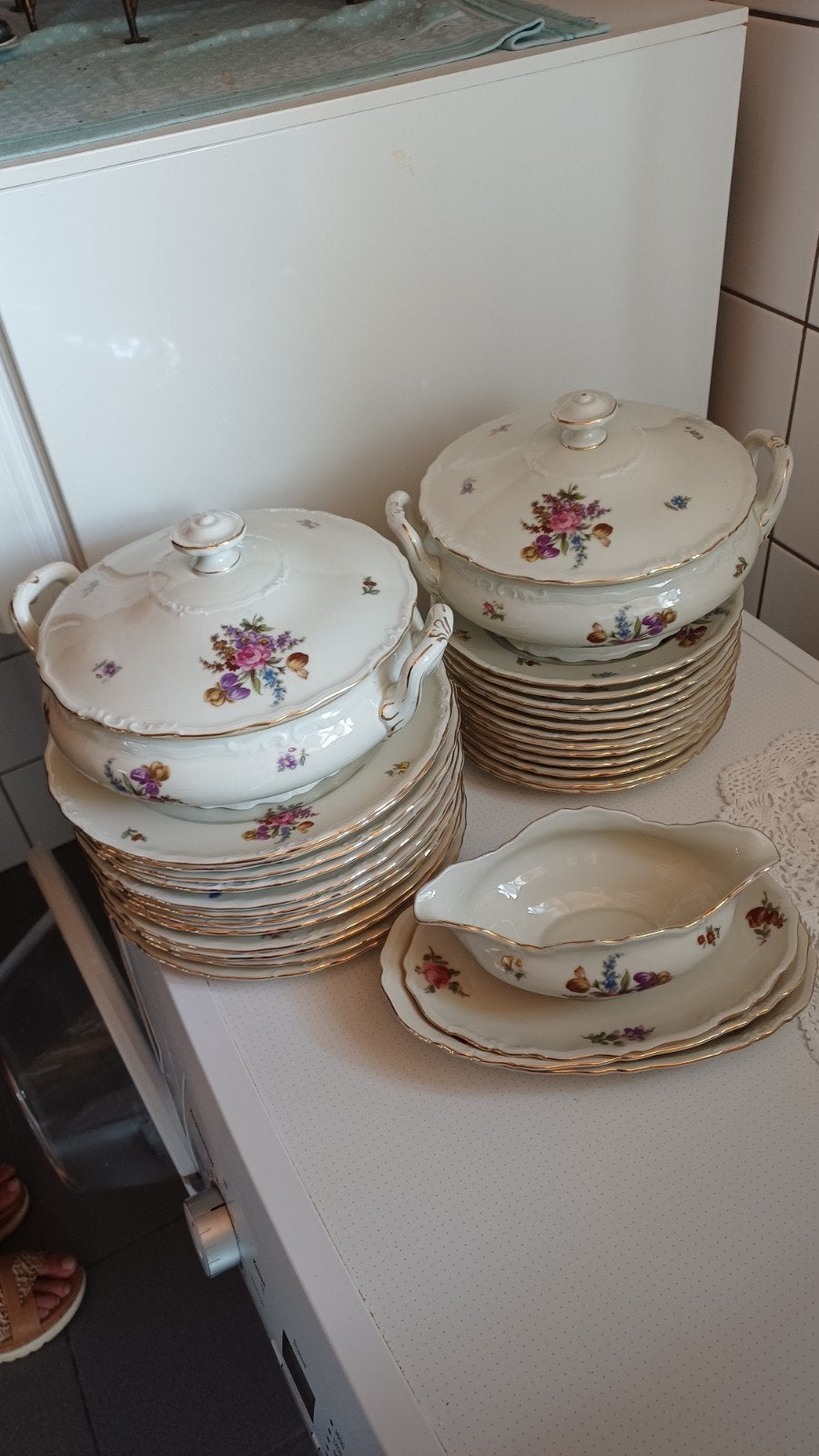 Vintage Bavaria Jaeger & Co. servies met bloemmotief, Ophalen of Verzenden