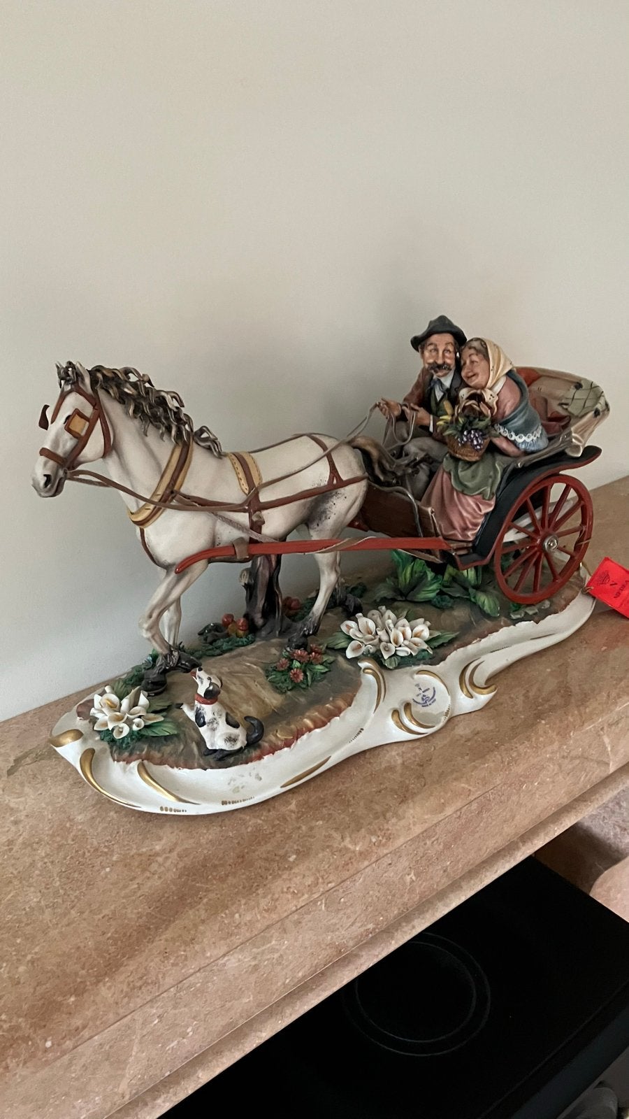 Capodimonte Porseleinen Beeld: Oud Paar in Koets, Ophalen