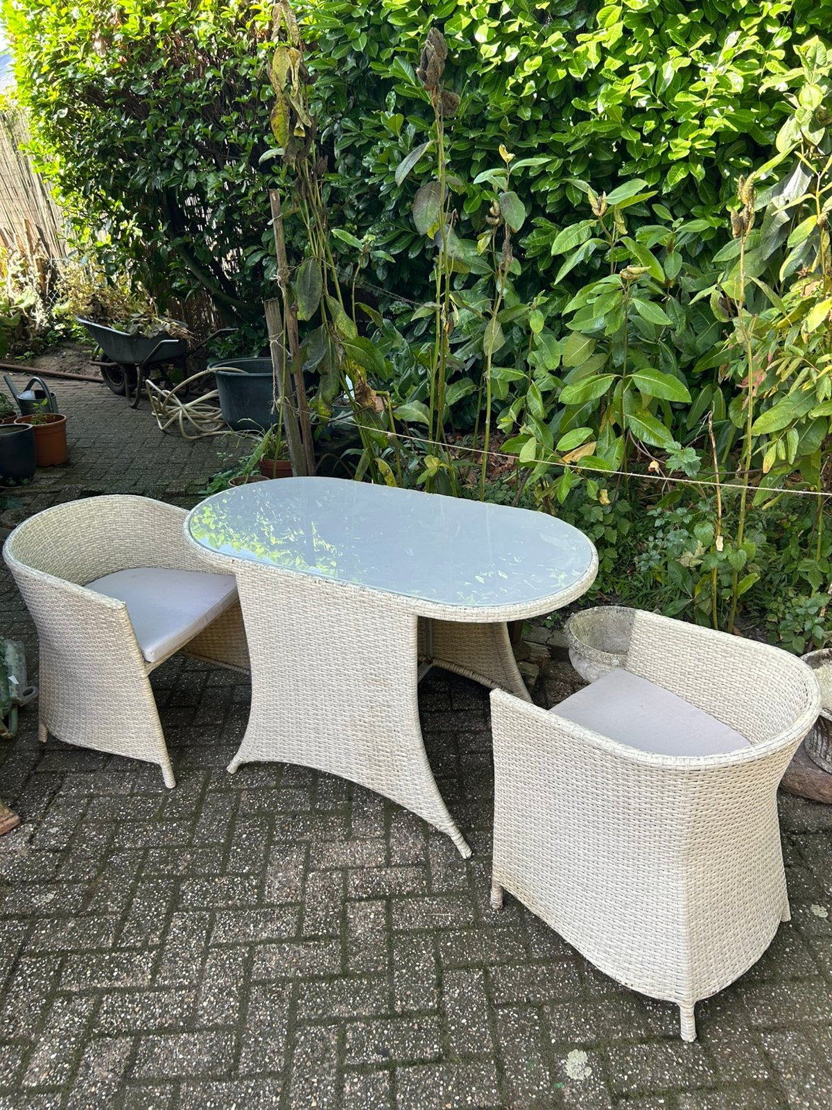 Rotan set/tuinset/serre set, Ophalen, Gebruikt