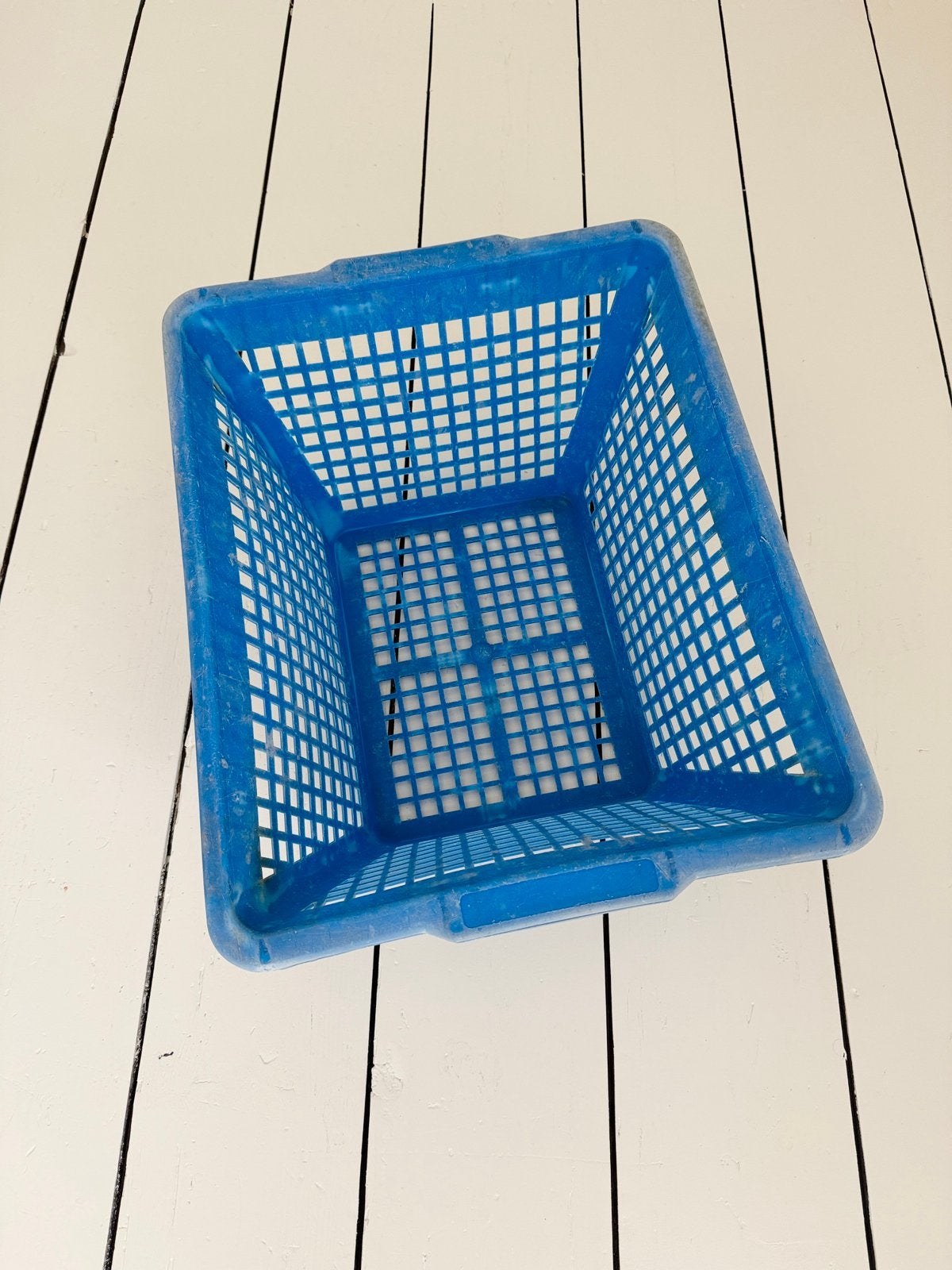Authentieke Franse oestermand van kobaltblauw plastic, Gebruikt, Mand, Ophalen of Verzenden, Rechthoekig