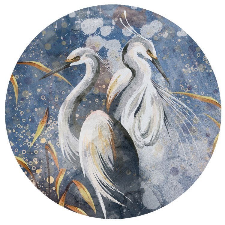 Behangcirkel Blauwe reiger, Muurcirkel, Vogelsticker, Verzenden, Nieuw, Wandcirkel