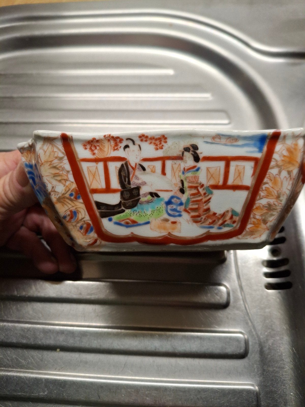 chinees schaaltje handgeschilderd gaaf  15cm, Ophalen of Verzenden