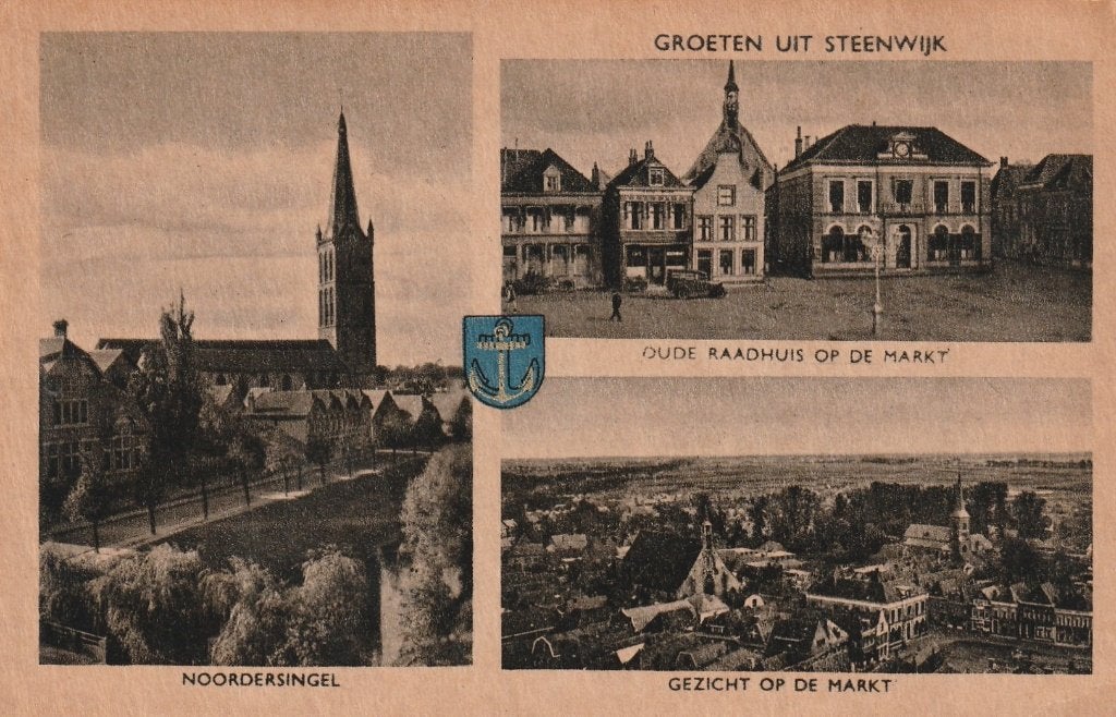 STEENWIJK Noordersingel Kerk Raadhuis Markt Groeten, Verzenden, 1940 tot 1960, Ongelopen, Overijssel
