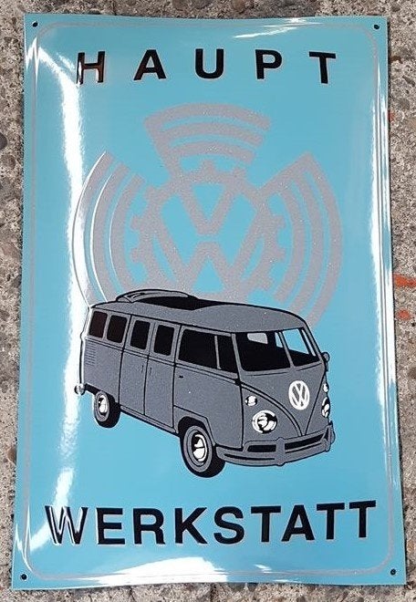VW T1 haupt werkstatt emaillen reclame decoratie bord, Ophalen of Verzenden, Zo goed als nieuw, Reclamebord