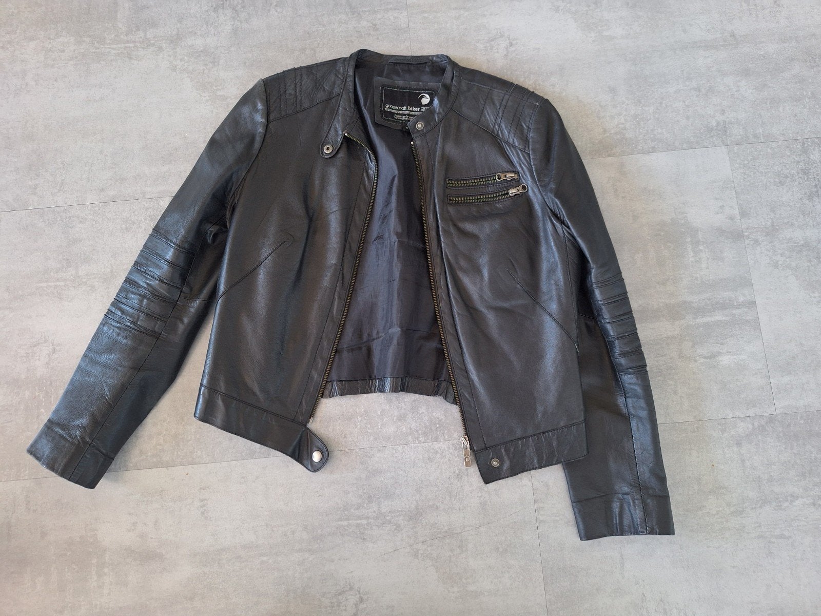 Goosecraft Leren Bikerjack Zwart - Maat XL, Goosecraft, Zwart, Maat 46/48 (XL) of groter, Ophalen of Verzenden