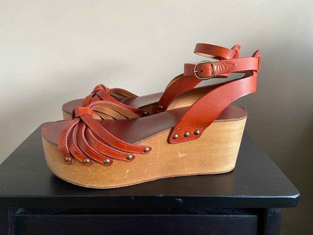 Isabel Marant Etoile plateau sandalen - maat 39 / 25,1, Bruin, Gedragen, Sandalen of Muiltjes, Ophalen of Verzenden