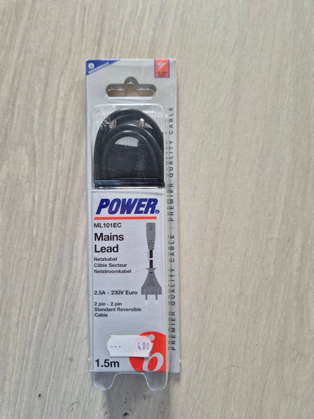 Nieuwe Power Netstroomkabel 1.5m - 2.5A 230V Euro, Ophalen of Verzenden, Nieuw, Minder dan 2 meter, Overige kabels