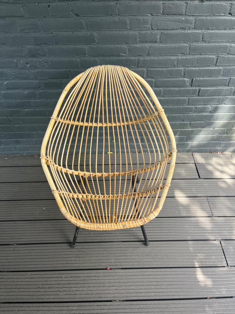 Vintage rotan stoeltje bruin, Ophalen, Gebruikt, Rotan