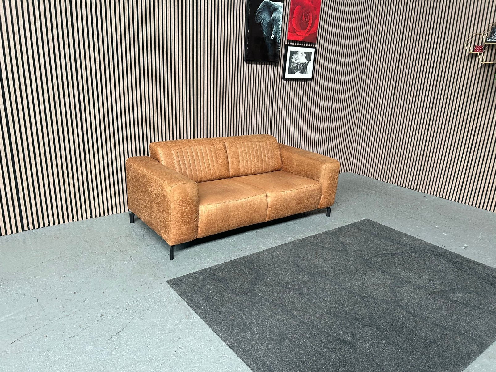 GRATIS LEVERING 2,5 Zits Bank Cognac 187X93 GEREINIGD, 150 tot 200 cm, Tweepersoons, Ophalen of Verzenden, Zo goed als nieuw