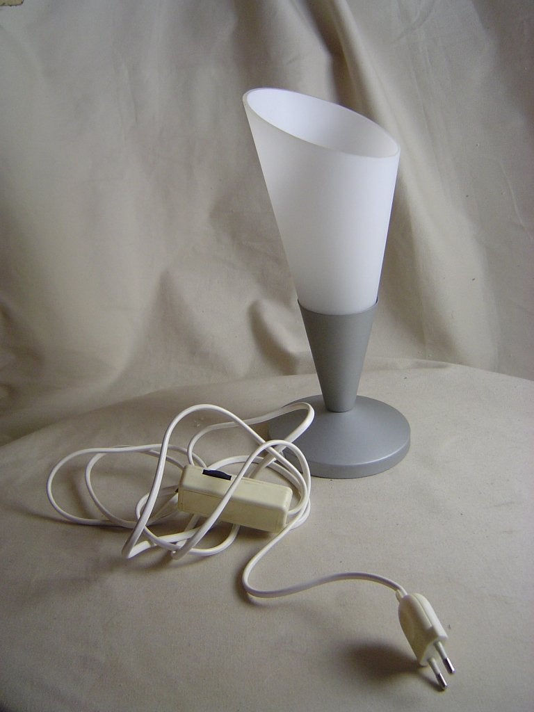 Vintage wit glazen Ikea tafellamp Kryolit met dimmer, Huis en Inrichting, Lampen | Tafellampen, Gebruikt, Vintage, 28 cm, Met schakelaar