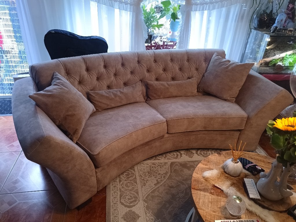 Rond oval ovale bankstel bank stof zo goed als nieuw, Ophalen, Zo goed als nieuw, Overige maten, Stof