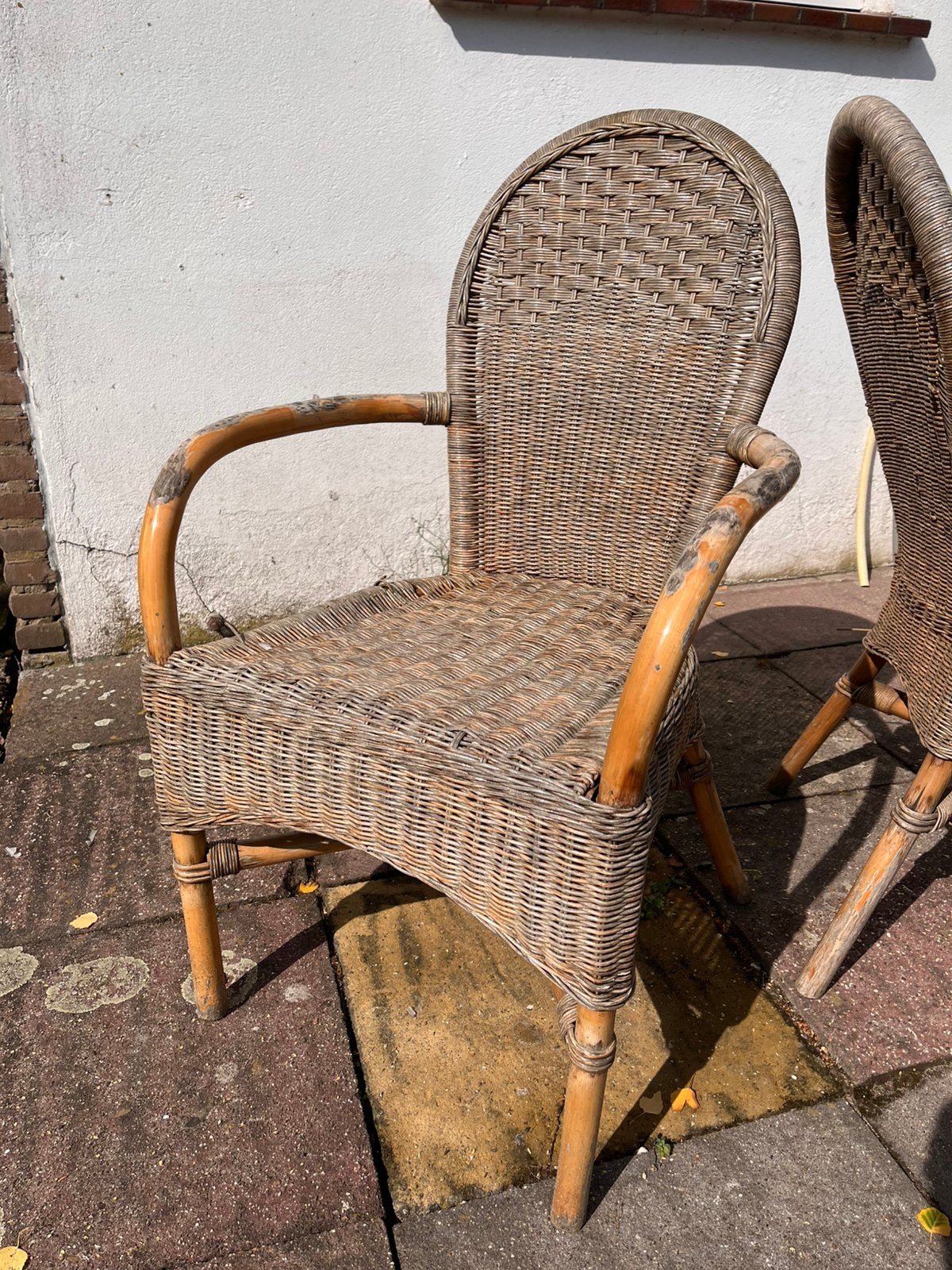 Tuinstoelen., Tuin en Terras, Ophalen, Gebruikt, Rotan, Stapelbaar