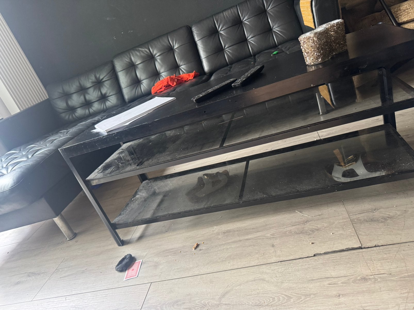 Zwartw salontafel glas, Ophalen, Minder dan 50 cm, Gebruikt, 50 tot 75 cm