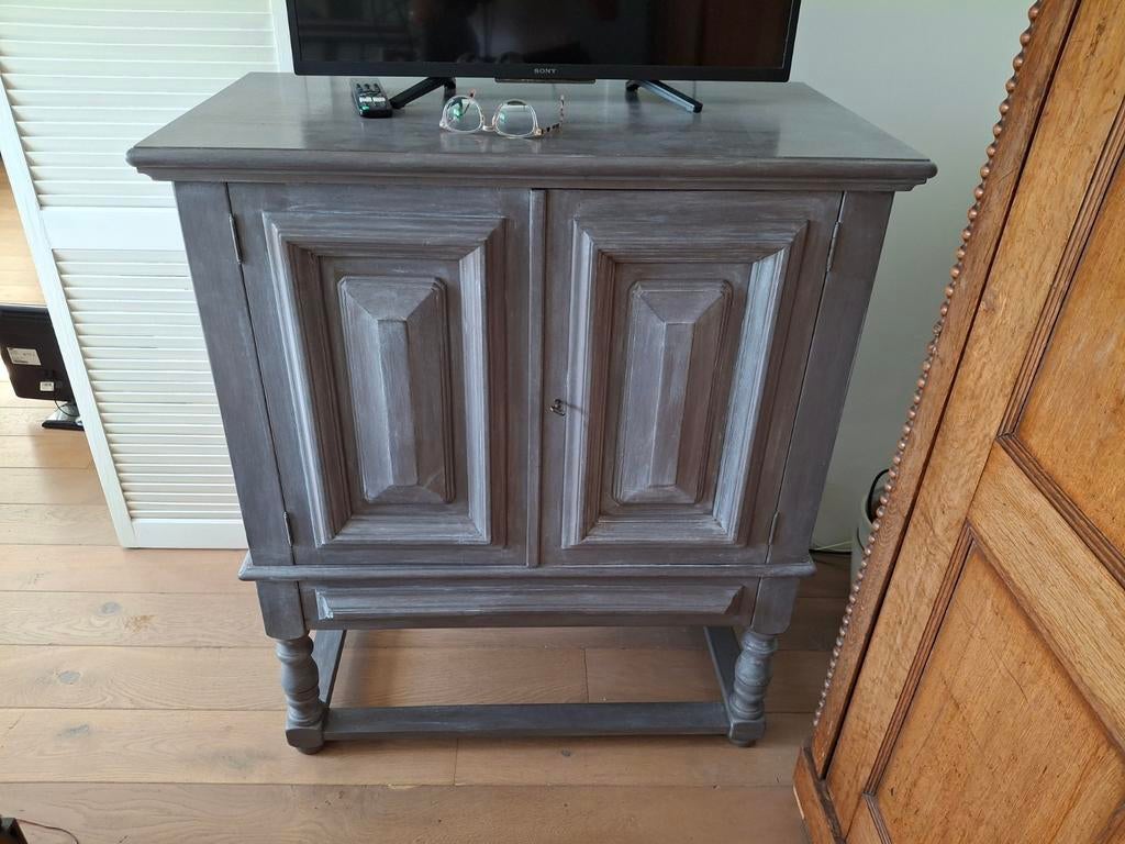 Houten vintage blauwgrijze kast., Ophalen