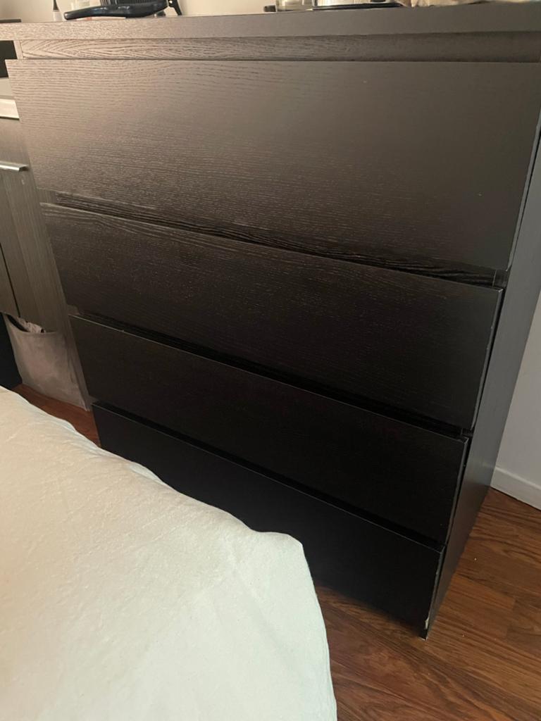 2x IKEA Malm ladekast met 4 lades - Zwartbruin, Huis en Inrichting, Kasten | Ladekasten, Ophalen, Gebruikt, 100 tot 150 cm, 50 tot 100 cm
