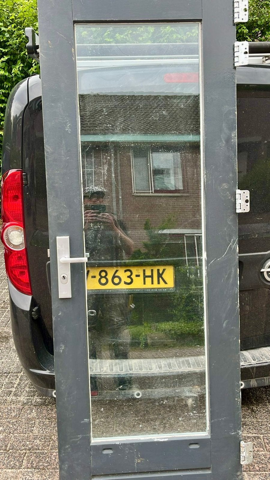 Hard houten buitendeur compleet met beslag en dubbel, Minder dan 80 cm, Ophalen of Verzenden, 200 tot 215 cm, Glas