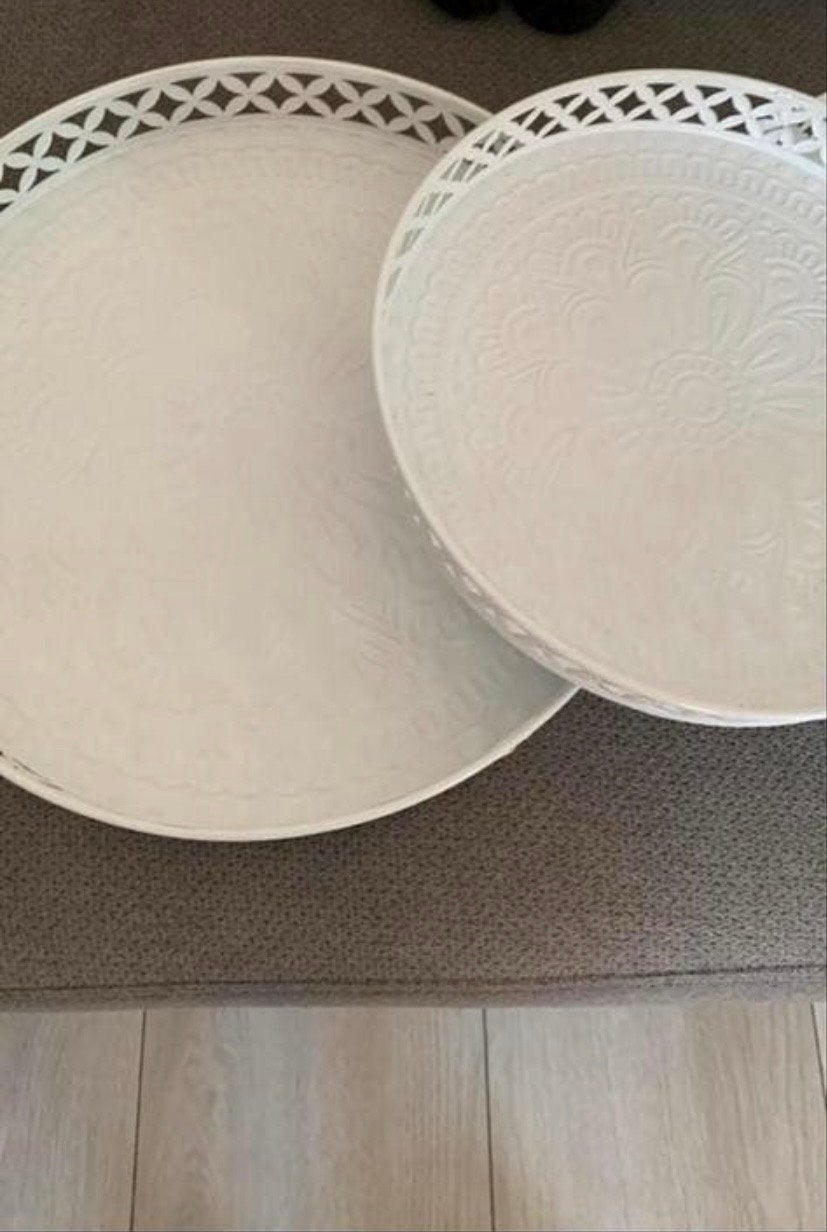 Dienbladen set van 3 zgn 3 voor €20, Ophalen, Rond, Metaal, Overige typen