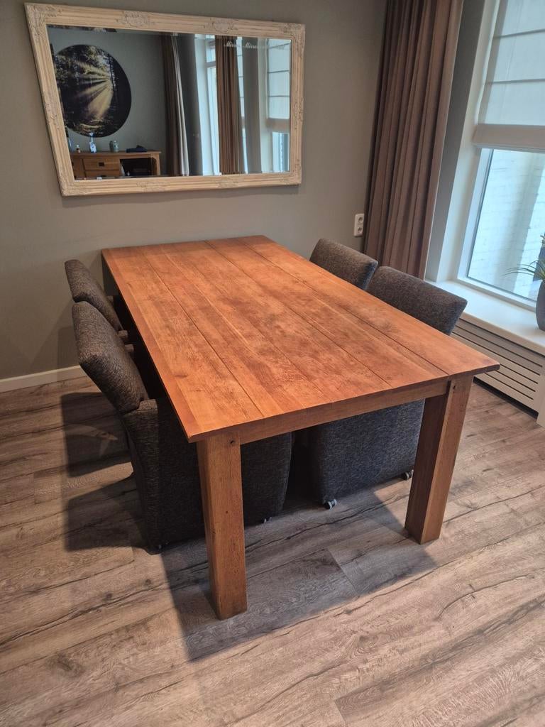 Eetkamertafel Teak hardhout + 4 luxe stoelen, Huis en Inrichting, Complete eetkamers, Ophalen, 4 tot 6 stoelen
