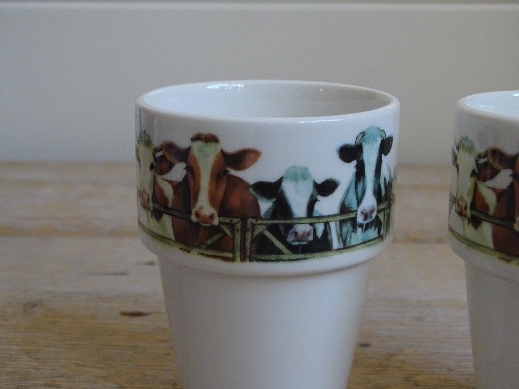 2x Melkbeker, Jet (by ter Steege), KOEIEN, zo goed als nieuw, Huis en Inrichting, Keuken | Servies, Ophalen of Verzenden, Zo goed als nieuw