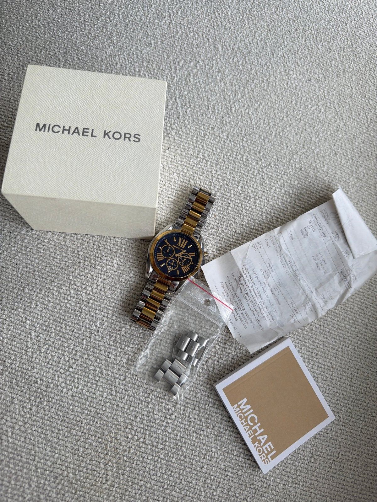 Michael Kors Polshorloge Zilver/Goud, Sieraden, Tassen en Uiterlijk, Horloges | Dames, Staal, Polshorloge, Zo goed als nieuw, Ophalen