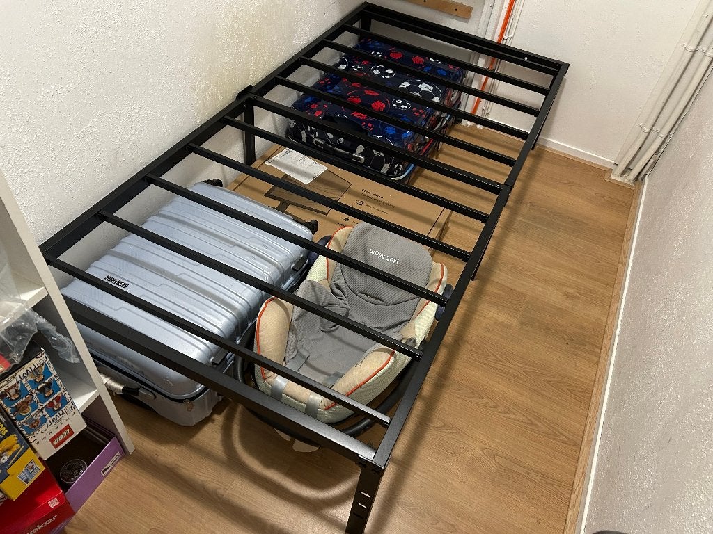 Metal Bedframe - black, easy assemble, Ophalen, 90 cm, Eenpersoons, Zwart