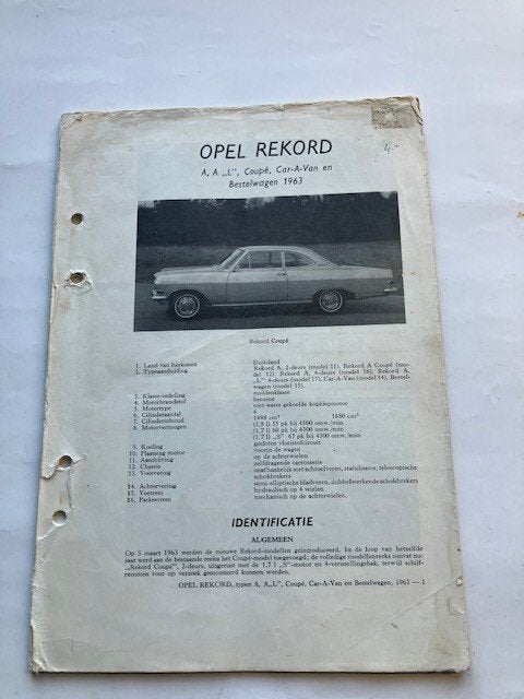 Opel Rekord A, A-1, Coupé, Car-A-Van en Bestelwagen 1963, Auto diversen, Handleidingen en Instructieboekjes, Ophalen of Verzenden